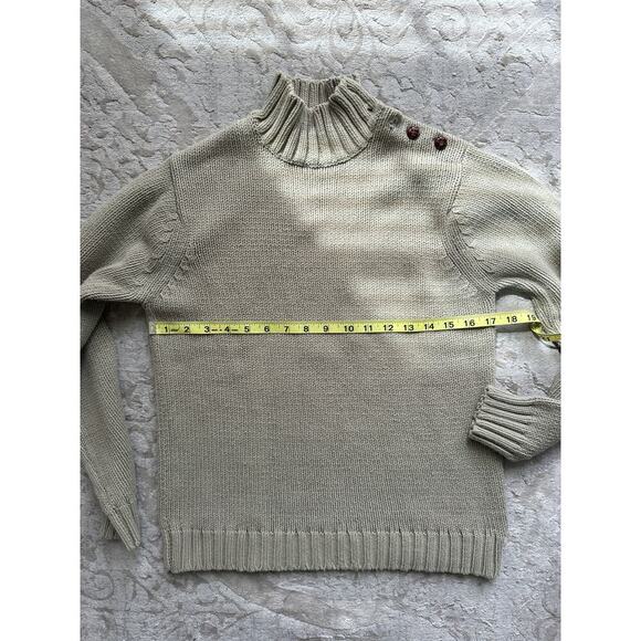 Orvis Women’s Small Beige Fisherman Sweater 90s Cotton Blend Mock Neck - Picture 5 of 6